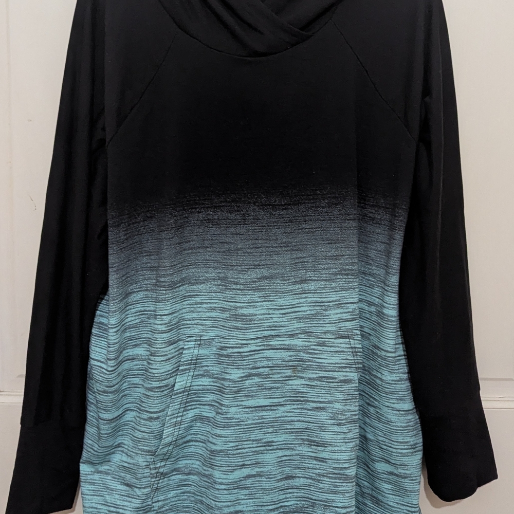 LuLaRoe Amber Black and Teal Green Gradient Hoodie
